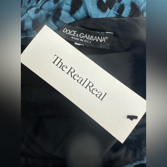 D&G Dolce & Gabbana Silk Teal & Black LEOPARD Print Knee Length Pencil Dress - Picture 14 of 15